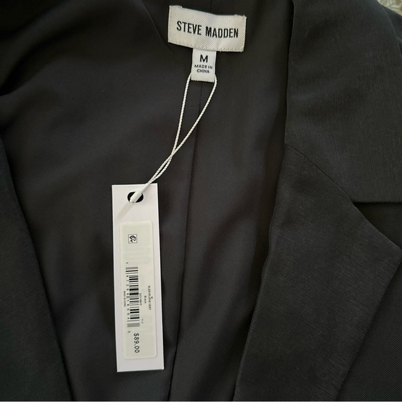 Steve Madden Womens Medium Vest Black Blazer Pockets Sleeveless Lined Midweight - Picture 10 of 11